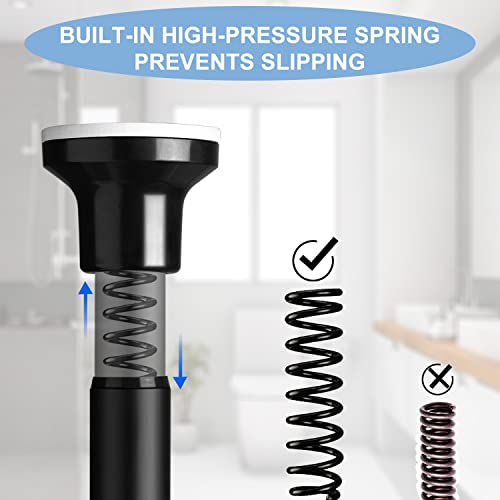 Matte Black Shower Curtain Rod No Drill, 28-48 Inch Spring Tension Adjustable Never Rust, Stainless Steel Heavy Duty For Shower Stall/Closet/Windows/Bathroom No Drilling, With Holder #TOP1