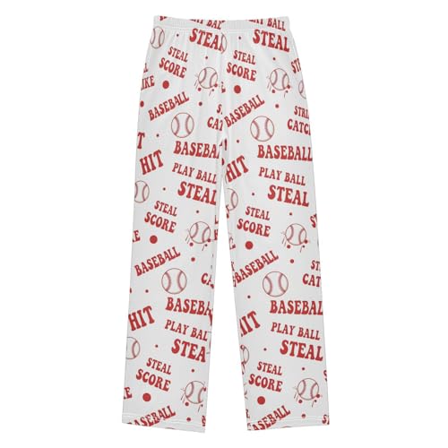 J JOYSAY Cartoon Baseball Red Pajamas Pants Soft Long Pajama Bottoms Lounge Sleep Pants Size S-XL