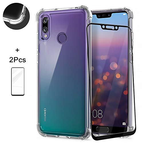 AChris Funda Oneplus 7T con Cristal Templado?2 Pcs? Carcasa Silicona Transparente Protector Cojín de Esquina de Esquina TPU con Plastico Anti-Choque Ultra-Delgado Caso Caja para Oneplus 7T