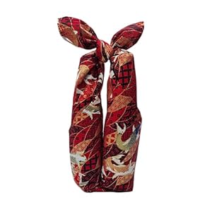 Kusunoki Furoshiki Rot mit Kranichen 70x70