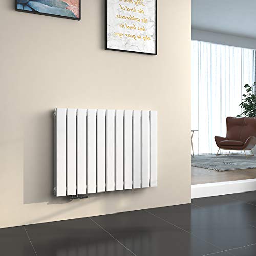 EMKE Heizkörper Horizontal 630x850 mm, Design Flachheizkörper mit Seitenanschluss, Doppellagig Weiß Paneelheizkörper Wandheizkörper für Bad, Schlafzimmer & Wohnzimmer, 1106W