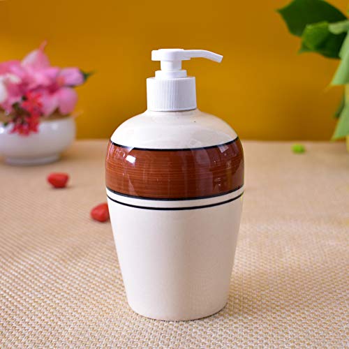 Image of Ceramic Liquid Soap Dispenser, 450 ml, White Lilac | Refillable Pump Bottle for Hand Wash, Lotion, Shampoo & Kitchen Use, 1 Pieces