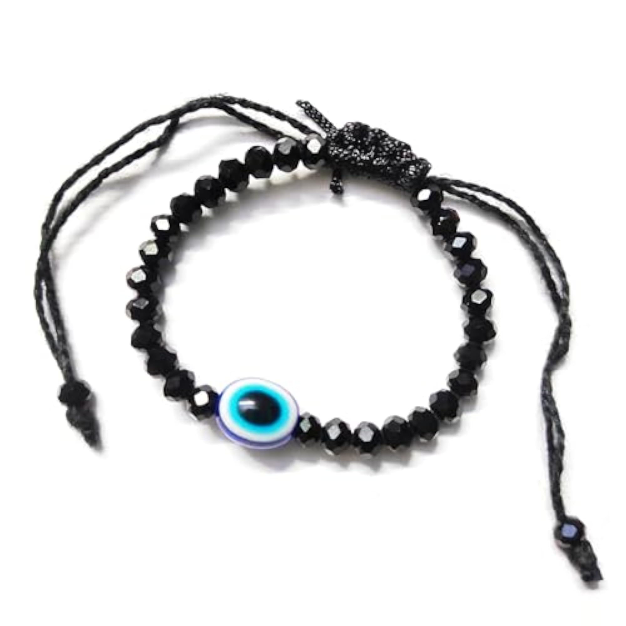 Evil Eye Protection Black Crystal Beaded Bracelet Set for Kids