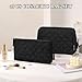 TOPEAST Makeup Bag for Women, Small Travel Cosmetic Bag Puffy Make Up Pouch Set, Open Flat Waterproof Toiletry Bags Organizer for Traveling, Black
