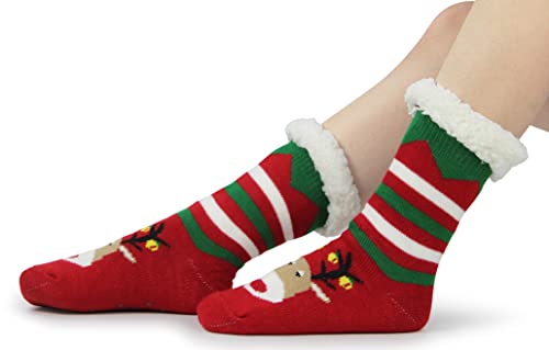 Image of BenSorts Women Winter Thick Slipper Socks with Grippers Non Slip Warm Fuzzy Socks Christmas Gifts