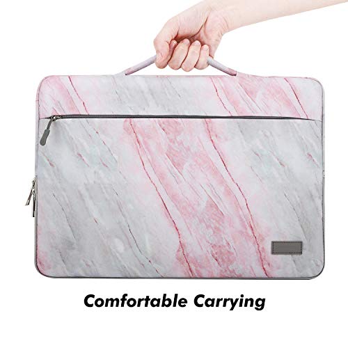 Moko 15.6 Inch Laptop Sleeve Fits Macbook Pro M1 Pro/M1 Max 14.2 2021 Macbook Pro 16”, Macbook Pro 15.4", Surface Book 15”, Ultrabook Carrying Bag For 15.6" Dell Hp Acer Chromebook,Pink Gray Marble #TOP6