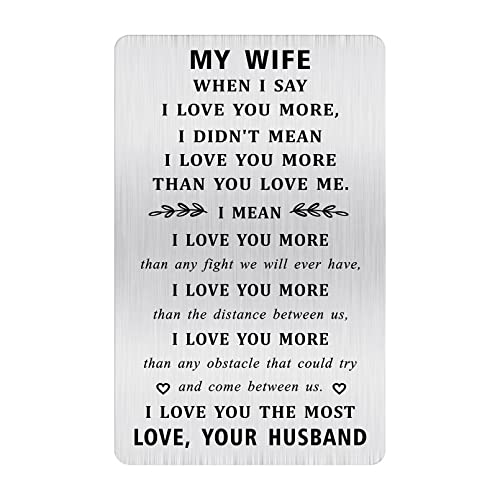 TGCNQ Gifts for Wife - Mother's Day Card Gifts for My Wife from Husband Bride Gifts Wife Birthday Gift Ideas When I Say I Love You More Wallet Card