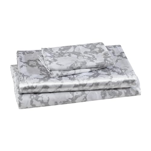Beatrice Home Fashions Juego de sábanas 100% de poliéster Satinado de Lujo, tamaño King, mármol