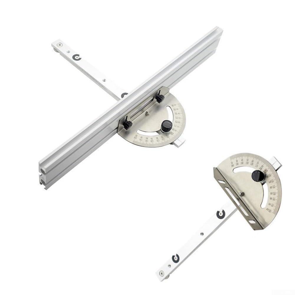 Präzisions-Gehrungslehre, verstellbarer Winkel, Standardschlitz, Aluminiumlegierung, Tischsägenlehre, mit Spuranschlag und Rückseite, kompatibel mit Tischsägen- und Fräseranwendungen (B)