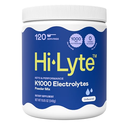 Image of Hi-Lyte Keto K1000 Unflavored Electrolyte Powder | Hydration Supplement Drink Mix | Boost Energy & Beat Leg Cramps | No Sugar, Stevia, Maltodextrin | 120 Servings