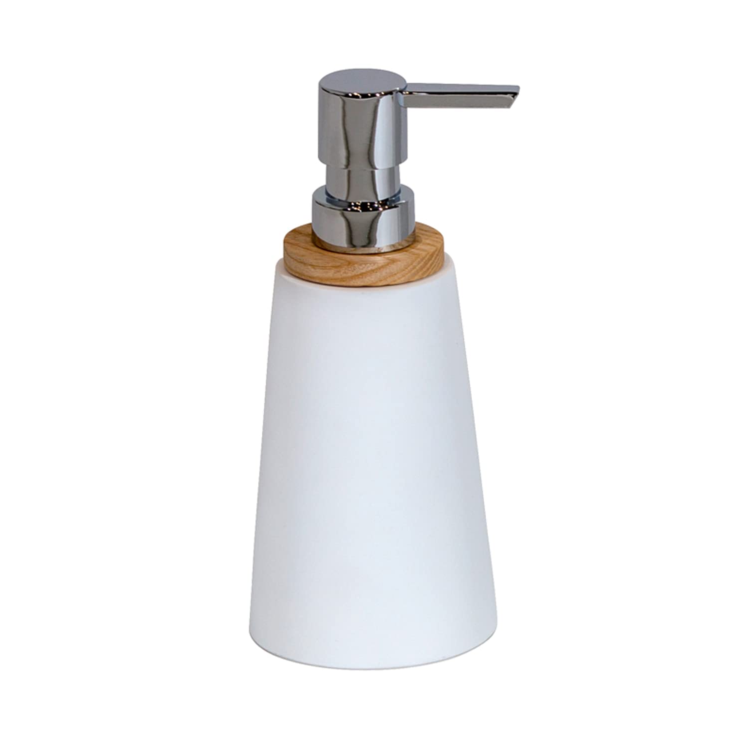 Sonata White 4 Pcs Bathroom Accessory Set Freestanding Resin Bamboo (Liquid Soap Dispenser)