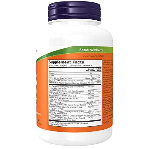 Now Supplements, Prostate Health, Clinical Strength Saw Palmetto, Beta-Sitosterol & Lycopene, 90 Softgels #TOP1