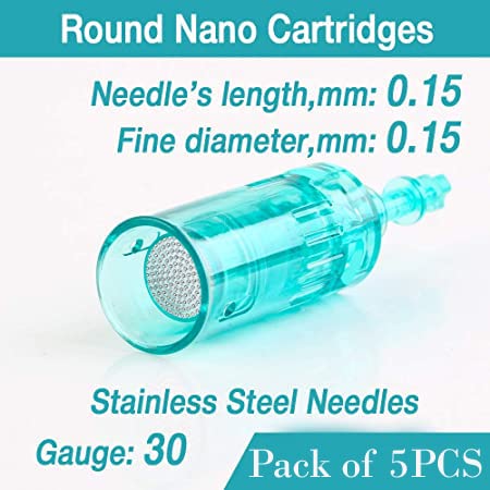 Image of Kostech dr derma Pen Ultima A6S Needle Cartridge Microneedling Derma Pen Needles Bayonet Replacement Head 11 ,16 ,24 ,36, 42, Nano Microneedle Derma Pen M8 (Pack of 5, A6S Nano Round)