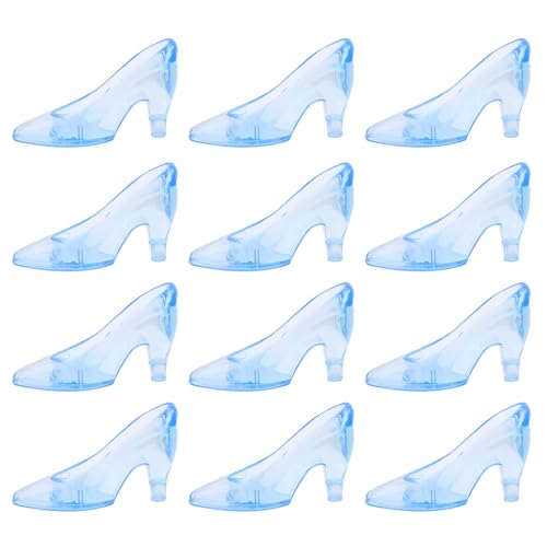 Cabilock 12pcs Mini Princess Slippers Blue Glass Heels Party Decorations Mini Crystal Shoes for Weddings, Birthday Party Favors
