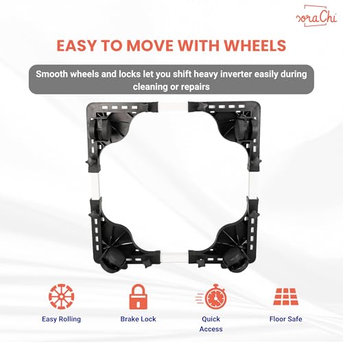 Image of SoraChi Washing Machine Stand w /Wheels & Vibration Control-Elevates Appliance for Water Protection & Rust Prevention-Durable Plastic-Iron Construction for Front & Top Load Washers (Black Plastic)