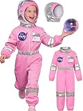 Nuehoryu Astronaut Costume for Kids NASA Space Suit for Girls with Helmet for Cosplay Career Day (5-7 Years)