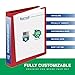 Samsill 0.5 Inch 3 Ring Binder, Made in USA, Economy Round Ring, Clear View Cover, 100 Sheet Capacity - for School, Home, Office - Red, 4 Pack