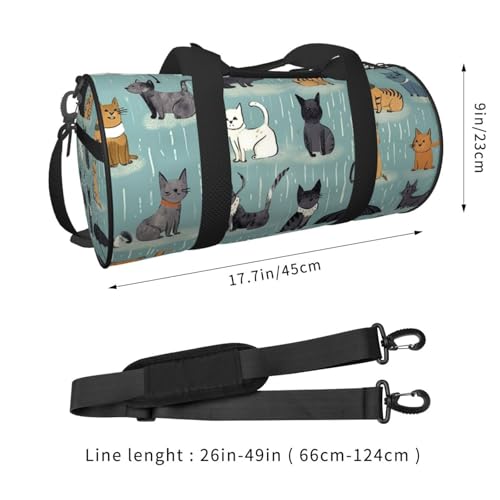 Travel Duffel Bag Sports Gym Bag With Shoes Compartment,Lightweight Overnight Weekender Bag Raining Cats & Dogs Yoga Gym Sports Bag For Men Women3