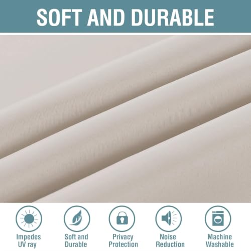 Image of H.VERSAILTEX Blackout Patio Curtains 100 x 90 Inches for Sliding Door Extral Wide Blackout Curtain Panels Thermal Insulated Room Divider - Grommet Top, 7.5' Tall by 8.3' Wide - Natural