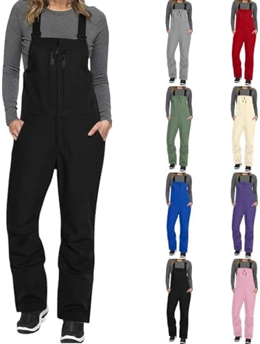 Womens Ski Snow Bibs Pants Insulated Water Resistant Overalls Snowboarding Winter Waterproof Jumpsuit