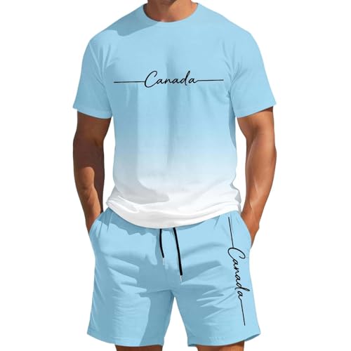 Ensemble homme t-shirt et short d'été bleu respirant haut manches courtes