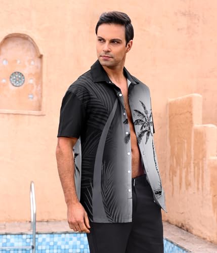 Men's Hawaiian Shirt Short Sleeve Casual Printed Button Down Tropical Shirt Summer Holiday Beach Hawaii Shirts4