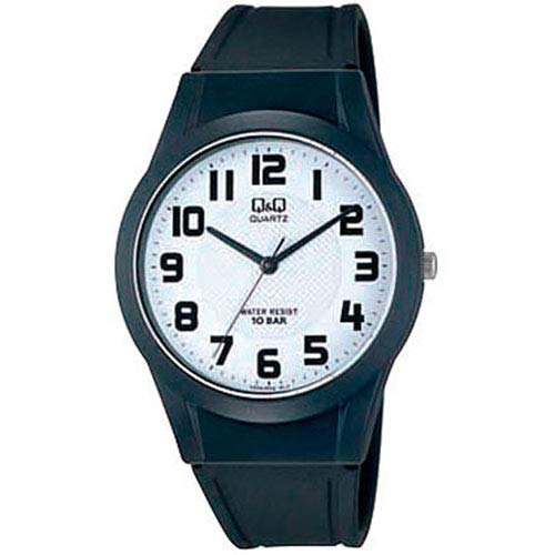 Q&QClassic Men's White Dial Plastic Band Watch - VQ50-002