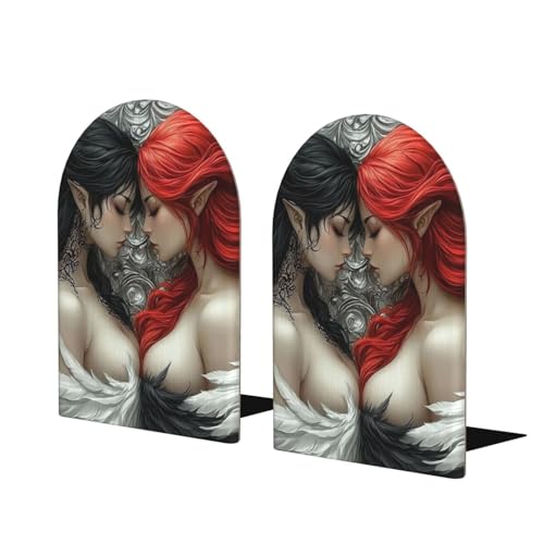 Serre-livres design moderne Red and Black Goddess en métal robuste pour intérieurs raffinés - 2