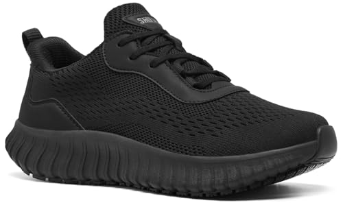 SHULOOK Women's Non Slip Work Shoes Slip-Resistant Kitchen Chef Restaurant Food Service Nurse Shoe Comfortable Mesh Breathable Walking Sneakers Black Size 8