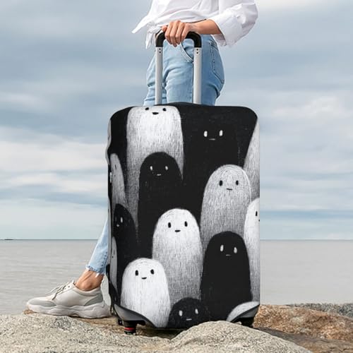 Minimalist Cute Ghosts Elastic Travel Luggage Covers Dustproof Scratch-Resistant Suitcase Protector Fit 22-24 Inch 7