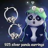 Panda Ohrringe Sterling Silber Panda Bambus Reifen Ohrringe für Frauen und Mädchen Schmuck Geschenke