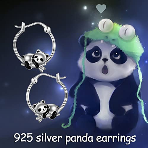 Panda Ohrringe Sterling Silber Panda Bambus Reifen Ohrringe für Frauen und Mädchen Schmuck Geschenke