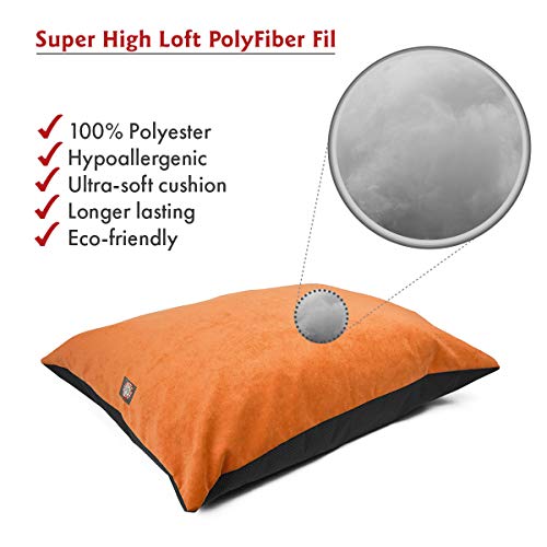 Image of Majestic Pet Rectangle Medium Dog Bed Washable - Non Slip Comfy Pet Bed - Dog Crate Bed Super Value Pillow Dog Bed - Dog Kennel Bed for Sleeping - Dog Bed Medium Breed 35 x 28 Inch - Villa Orange