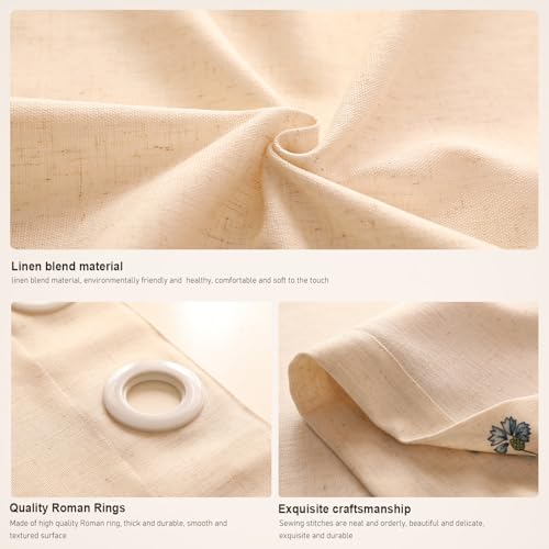 Image of ISAENNE Designer French Linen Printed Curtain,2 Panels,79 inchx53 inch-Serenity G