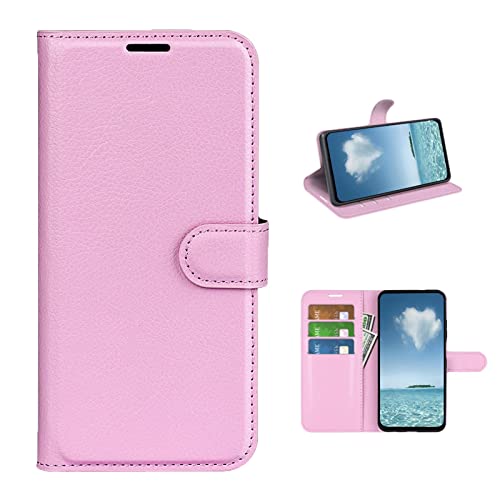 COQUE étui pour Sony Xperia 1 V,Housse à Rabat Motif Litchi avec Fente pour Carte, étui en Cuir pour Sony Xperia 1 V-Rose