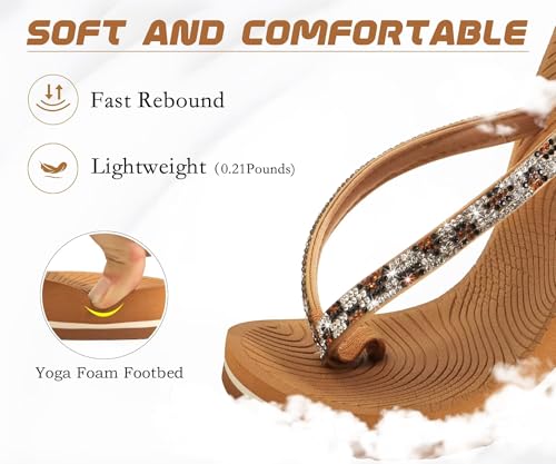 Image of KuaiLu Women's Rhinestone Flip Flops Arch Support Yoga Mat Cushion Sandals