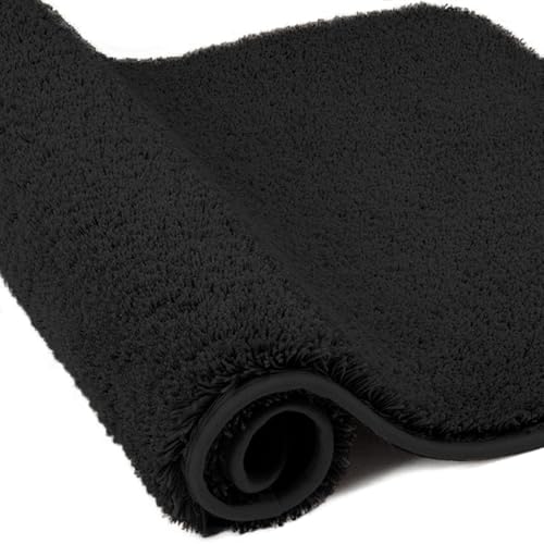 wyewye Mikrofaser Badematte 2 cm dicke Badteppich super saugfähig super saugfähige Badematte 60 x 90 cm Farbe schwarz