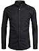 Produktbild PARKLEES Herren Slim Fit Einfarbig Langarm Stehkragen Oxford Hemd mit Brusttasche PZ112 Schwarz XL