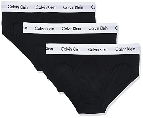 Calvin Klein Mens Cotton Stretch Hip Brief (3 Pack) - Black - Medium