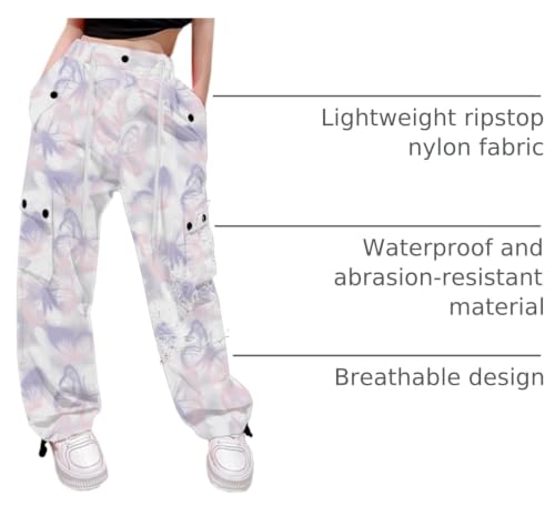 Image of Cromoncent Cargo Pants Girls & Women Parachute Pants Y2K Baggy Rave Clothes Waterproof with Pockets