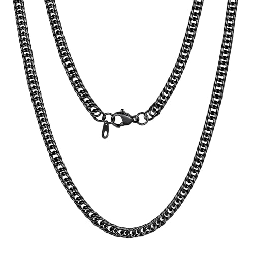 U7 Cuban Link Chain Necklace for Men, 12mm/9mm/6mm Miami Curb Chain, Stainless Steel/Black/18K Gold Plated, Hip Hop Jewelry, Heavy Duty Thick Chain Gi
