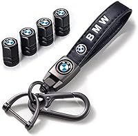 für BMW Schlüsselanhänger mit Ventilkappen, Leder Schlüsselring und Ventilkappen Combo für BMW 1 3 5 6 Series X1 X3 X7 X5 X6 Z4 7 M