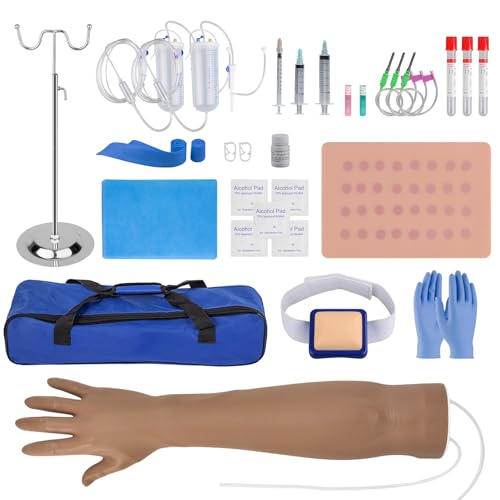 Image of SimCoach Phlebotomy Practice Kit for Injection Training, IV Practice Kit with Phlebotomy Arm, Venipuncture and Blood Draw Practice Kit for Medical Students, Black