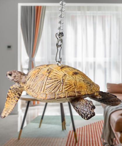 Image of 12 inch Easy-Install Ceiling Fan Pull Chain Set with Decorative Pendant - Extender & Ball Chain Connector for Light Pull Chains, Ceiling Fan Hanging Ornament Accessories (Giant Turtle)