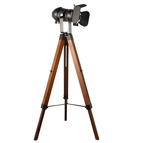 One-Day Sale: Up to 70% Off Industrial Tripod Floor Lamp for Living Room Bedroom, Vintage Standing Reading Lamp with Metal Wood Leg for Studio,Study Room and Office, Black (Blub not Included))