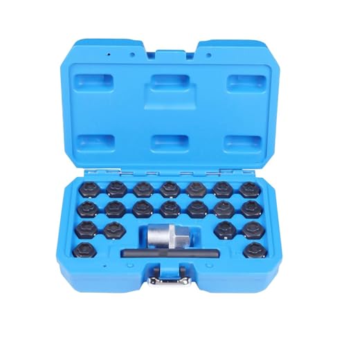 Yidubid 22 Pcs Clé De Blocage De Roue, Roue Antivol Verrouiller Les Écrous De Roue Kit D'outils De Démontage avec Adaptateur De Tournevis Et Poinçon Black,1