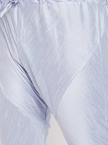 Image of VASTRAMAY Plus Size Men's Silk Blend Kurta Set-New Lavender Blue