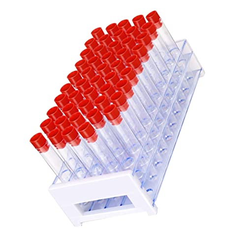 DECOMELODY Test Tube Container 51pcs Plastic Test Tubes with Lids Chemistry Lab Equipment Safe and