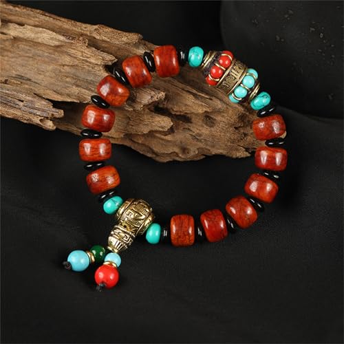Cadena de muñeca verde turquesa elástica espiritual cuentas 7