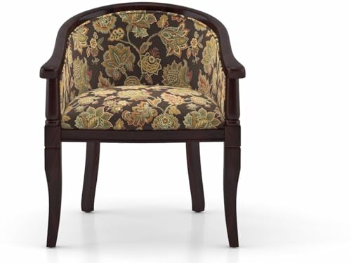 Image of Solid Sheesham Wood Chair Single Seater Sofa Chair for Living Room,Bedroom,Outdoor & Indoor - Walnut & Chintz Floral